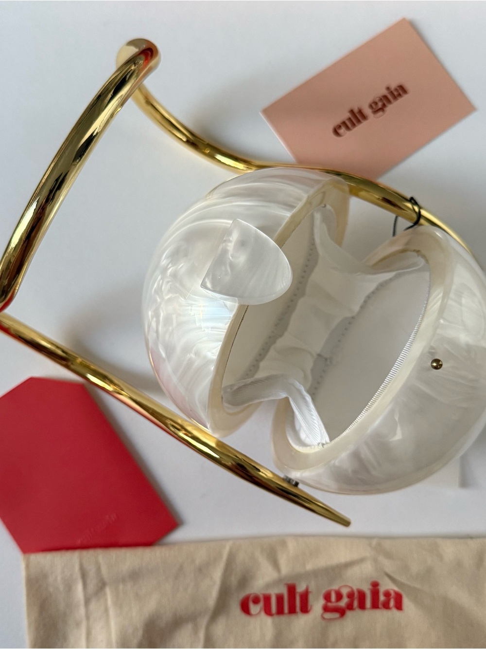 CULT GAIA. Brand New Pearl Acrylic Metal Top-Handle Bag. $498. - Picture 10 of 16